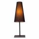 Lampada da tavolo di design struttura in acciaio e diffusore a cono in tessuto