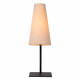 Lampada da tavolo di design struttura in acciaio e diffusore a cono in tessuto
