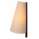 Lampada da tavolo di design struttura in acciaio e diffusore a cono in tessuto