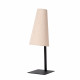 Lampada da tavolo di design struttura in acciaio e diffusore a cono in tessuto