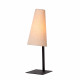 Lampada da tavolo di design struttura in acciaio e diffusore a cono in tessuto