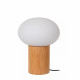 Lampada da tavolo grande con base in legno e diffusore in vetro opalino