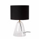 Lampada da tavolo grande con base in vetro e diffusore in tessuto