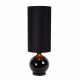 Lampada da tavolo in vetro dal design moderno con diffusore alto in tessuto