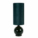 Lampada da tavolo in vetro dal design moderno con diffusore alto in tessuto