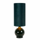 Lampada da tavolo in vetro dal design moderno con diffusore alto in tessuto