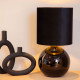 Lampada da tavolo in vetro dal design moderno con diffusore in tessuto