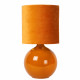 Lampada da tavolo in vetro dal design moderno con diffusore in tessuto