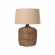 Lampada da tavolo moderna base in rattan e diffusore in tessuto