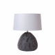 Lampada da tavolo moderna con base in rattan e diffusore in tessuto