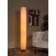 Lampada da terra moderna in metallo con diffusore a cilindro in tessuto alto