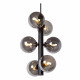Lampada a sospensione con struttura moderna in acciaio e 6 diffusori in vetro