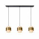 Lampada a sospensione lineare con 3 diffusori in vetro dal design moderno