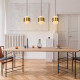 Lampada a sospensione lineare con 3 diffusori in vetro dal design moderno