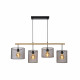 Lampada a sospensione lineare con 4 diffusori a rete in metallo