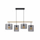 Lampada a sospensione lineare con 4 diffusori a rete in metallo