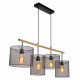 Lampada a sospensione lineare con 4 diffusori a rete in metallo