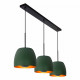 Lampada a sospensione lineare con tre diffusori dal design moderno in metallo