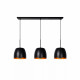 Lampada a sospensione lineare con tre diffusori dal design moderno in metallo