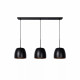 Lampada a sospensione lineare con tre diffusori dal design moderno in metallo