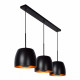 Lampada a sospensione lineare con tre diffusori dal design moderno in metallo