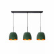 Lampada a sospensione lineare con tre diffusori dal design moderno in metallo