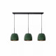 Lampada a sospensione lineare con tre diffusori dal design moderno in metallo
