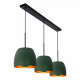 Lampada a sospensione lineare con tre diffusori dal design moderno in metallo