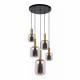 Lampada a sospensione rotondo dal design moderno con 5 diffusori in vetro