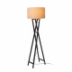 Piantana di design con struttura in legno e diffusore in lino