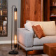 Piantana in acciaio con diffusore a retina con 2 luci dal design moderno