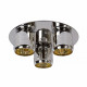 Plafoniera con struttura moderna in metallo specchiata e 3 diffusore in vetro