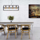 Sospensione con 4 lampadine con struttura in metallo dalle linee moderne