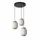 Sospensione in metallo con 3 diffusori in porcellana dal design elegante