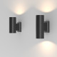 Applique alta per esterni moderna con struttura in metallo e diffusore in vetro