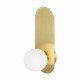 Applique da parete con base in metallo e diffusore a boccia in vetro