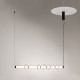 Lampada a sospensione a LED con struttura in metallo e diffusore in vetro