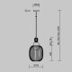 Lampada a sospensione con struttura in metallo moderna e diffusore in vetro