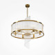Lampadario con struttura moderna in metallo e diffusore in vetro