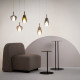 Lampada a sospensione dal design moderno in metallo e diffusore in doppio vetro