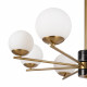 Lampadario in metallo e marmo con otto diffusori in vetro opalino