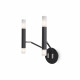 Lampada da parete con struttura in metallo e doppi diffusori in vetro