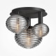Lampada da soffitto moderna con struttura in metallo e 3 diffusori in vetro