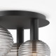Lampada da soffitto moderna con struttura in metallo e 3 diffusori in vetro