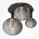 Lampada da soffitto moderna con struttura in metallo e 3 diffusori in vetro
