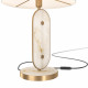 Lampada da tavolo in metallo e pietra dal design moderno e paralume in tessuto