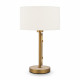 Lampada da tavolo in metallo e pietra dal design moderno e paralume in tessuto