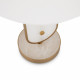 Lampada da tavolo in metallo e pietra dal design moderno e paralume in tessuto