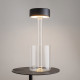 Lampada da tavolo in vetro dal design moderno con diffusore a LED ricaricabile