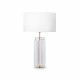 Lampada da tavolo in vetro dal design moderno con paralume in tessuto e pvc